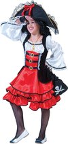 Funny Fashion - Piraat & Viking Kostuum - Piraat Nieuw Amsterdam Jurk Meisje - Rood - Maat 116 - Carnavalskleding - Verkleedkleding