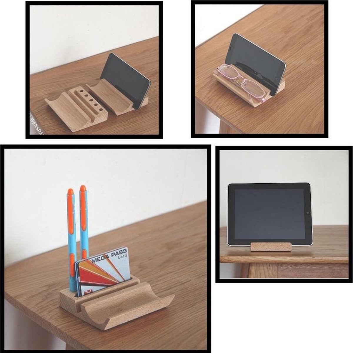 Bamboe houten visitekaartjeshouder voor op het bureau, stevige Bamboe houten visitekaartjeshouder voor op het bureau, stevige