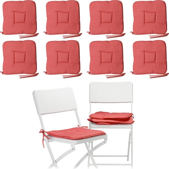 relaxdays 12 x stoelkussen - kleurrijke zitkussen - 40x40 stoel kussen –  wasbaar – rood | bol.com