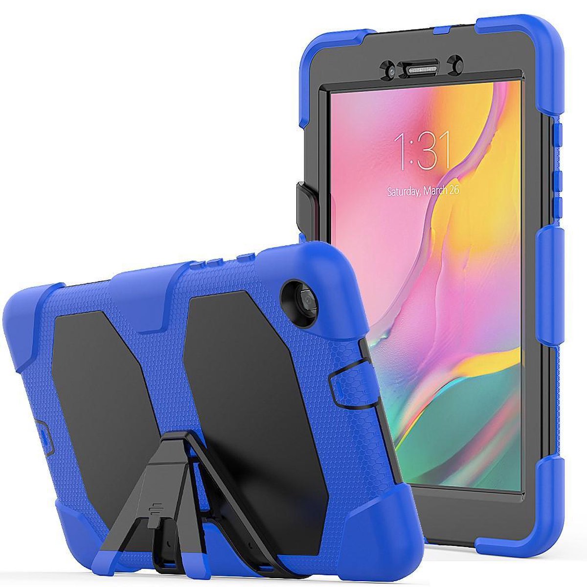 Heavy Duty Case - Geschikt voor Samsung Galaxy Tab A 8.0 (2019) Hoesje - Blauw