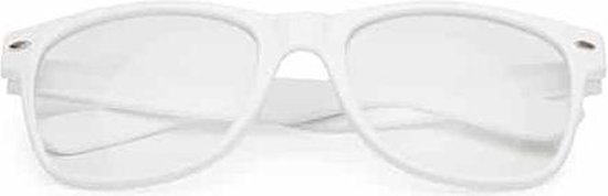 Freaky Glasses® - nerdbril - bril zonder sterkte - retrobril - nepbril - wit - Freaky Glasses