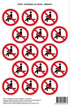 Pictogram sticker P018 - Verboden te zitten - Ø 50mm - 15 stickers op 1 vel