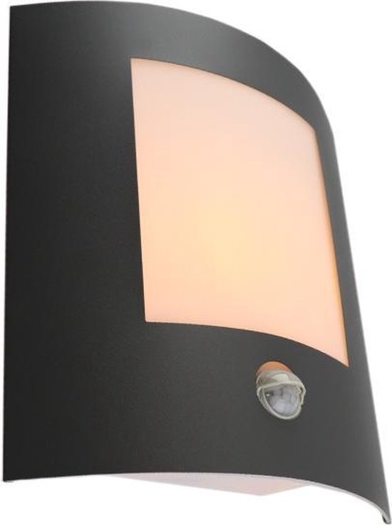 QAZQA emmerald - Moderne Wandlamp met Bewegingsmelder | Bewegingssensor | sensor voor buiten - 1 lichts - D 105 mm - Donkergrijs - Buitenverlichting