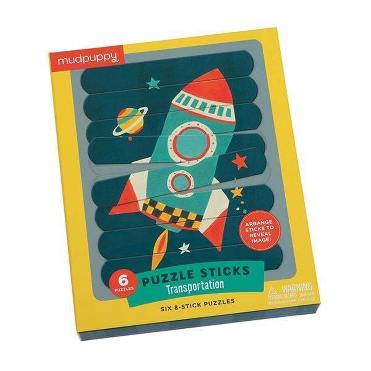 Mudpuppy Puzzel: TRANSPORT, 24-delig, 2-zijdige puzzelsticks om 6 puzzels te maken, doos, 19x23,5x4cm, 3+