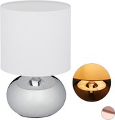 Relaxdays tafellamp touch - nachtlamp - modern - dimbaar - E14 - schemerlamp - touch lamp - zilver