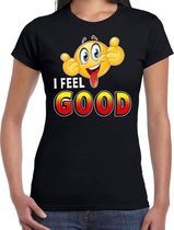 Funny emoticon t-shirt I feel good zwart voor dames XS