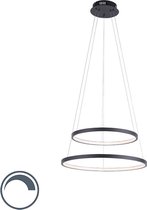 Leuchten Direct anella - Moderne LED Dimbare Hanglamp met Dimmer - 1 lichts - Ø 50 cm - Antraciet - Woonkamer | Slaapkamer | Keuken