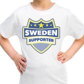 Zweden / Sweden schild supporter  t-shirt wit voor kinderen L (146-152)