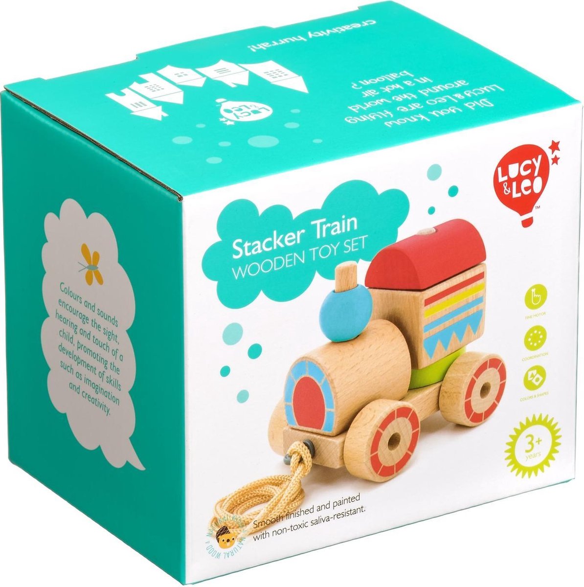 Lucy & Leo LL157 - Kinder speelgoed houten blokken trein met trekkoord |  bol.