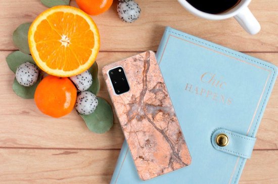 Coque Téléphone pour Samsung Galaxy S20 Plus Bumper Housse Etui Orange De Marbre