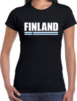 Finland t-shirt zwart voor dames -  Finland landen shirt -  Fins supporter kleding S