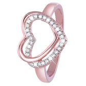 Eve - Eve roseplated ring dubbel hart met zirkonia