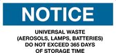 Sticker 'Notice: Do not exceed 365 days of storage time' 300 x 150 mm