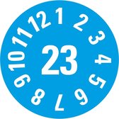 Keuringssticker met jaartal 23 op vel, blauw 35 mm - 10 per vel