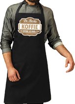 De Beste Koffie keukenschort zwart heren - Cadeau / keuken schorten - barista / koffiezaak schorten