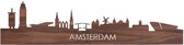 Skyline Amsterdam Notenhout - 100 cm - Woondecoratie design - Wanddecoratie met LED verlichting