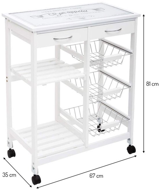 Chariot de cuisine Eazy Living Isaac blanc