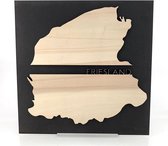 Provincie Friesland Zwart hout - 49x49 cm - Woon decoratie - Wanddecoratie - WoodWideCities