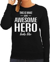 Awesome hero/ held cadeau sweater / trui zwart voor dames S