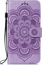 Bloemen Book Case - Motorola Moto E6 Plus Hoesje - Paars