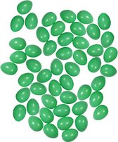 50x Groene kunststof eieren decoratie 4 cm hobby/knutselmateriaal - Knutselen DIY eieren beschilderen - Pasen thema plastic paaseieren eitjes groen