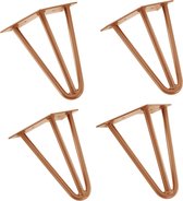 Hairpin poten tafelpoten 3-punt set van 4 - 20 cm - bruin-koperachtig