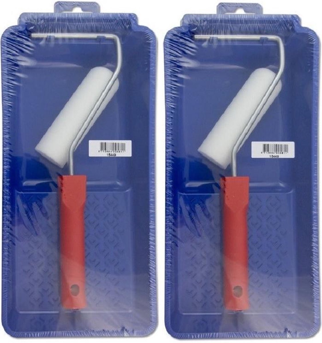 2x Schuim verfroller met beugel en bak 10 cm - Verf/schilderbenodigdheden - Schildermateriaal - Verfrollers voor grondverf