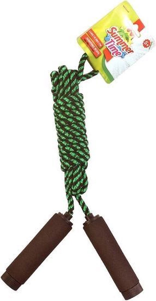 Springtouw zwart/groen 390 cm met foam handvatten - Buitenspeelgoed - Sportief speelgoed voor kinderen en volwassenen