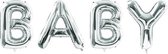 Partydeco - Folie Letters BABY Zilver (LARGE)