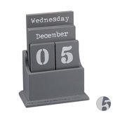 relaxdays houten kalender - eeuwigdurende kalender - tafelmodel - zonder jaartal - hout grijs