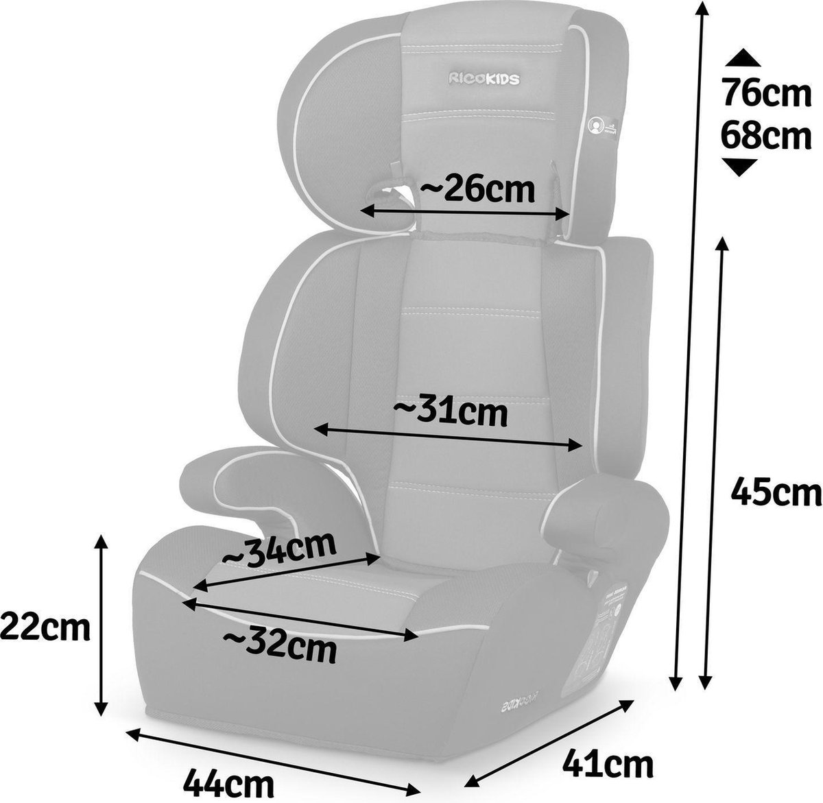KikkaBoo Kindersitz 15-36 kg mit ISOFIX i-TRACK, Kindersitz ab 3 Jahre, Gruppe 2-3, Autositz bis 12 Jahre, i-Size, SPS, 12-fach verstellbare Kopfstütze, 100-150 cm, Beige