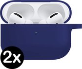 Hoes Voor Apple AirPods Pro Case Siliconen Hoesje - Midnight Blue - 2 PACK
