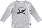 Little Label - baby jongen t-shirt lange mouw - grey melee thin black stripe - maat: 80 - bio-katoen