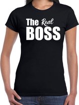 The real boss t-shirt zwart met witte letters voor dames L