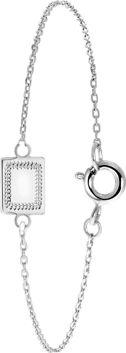 Lucardi Dames Armband Romeinse krans - Echt Zilver - Armband - Cadeau - 19 cm - Zilverkleurig