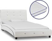 Bed met traagschuim matras kunstleer wit 90x200 cm