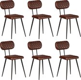 Eetkamerstoelen 6 st echt leer bruin