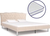 Bed met traagschuim matras stof beige 160x200 cm