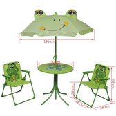 3-delige Bistroset - Stalen buis en stof - Groen - Met parasol