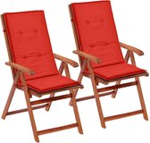 Tuinstoelkussens rood 120x50x3 cm 2 st