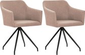 Eetkamerstoelen draaibaar 2 st stof taupe