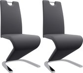 Eetkamerstoelen met zigzag-vorm 2 st kunstleer grijs