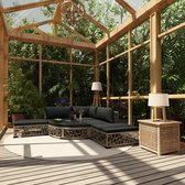 6-delige Loungeset met kussens poly rattan grijs