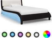 Bedframe met LED kunstleer zwart en wit 90x200 cm