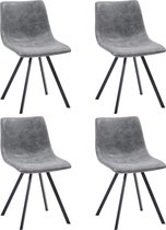 Eetkamerstoelen 4 st kunstleer grijs