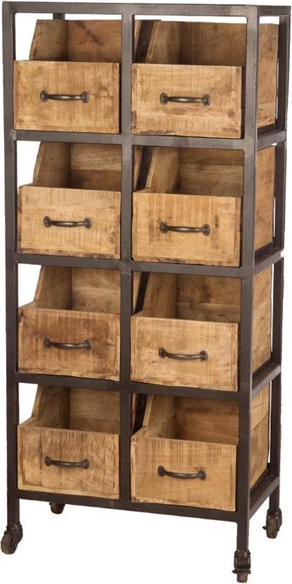 Vintage houten kast met 8 lades | bol.com