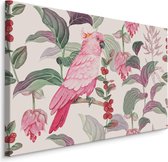 Schilderij - Tropische roze papegaai, 4 maten, scherp geprijsd, wanddecoratie