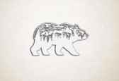 Wanddecoratie - Lopende beer met gebergte - S - 33x60cm - Wit - muurdecoratie - Line Art
