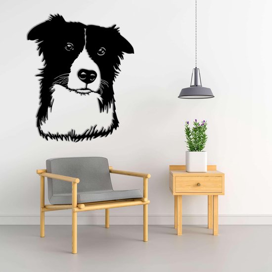 Décoration murale - Curious Border Collie - S - 55x45cm - décoration murale - Line Art