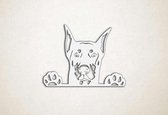 Wanddecoratie - Dobermann - hond - XS - 22x30cm - Wit - muurdecoratie - Line Art